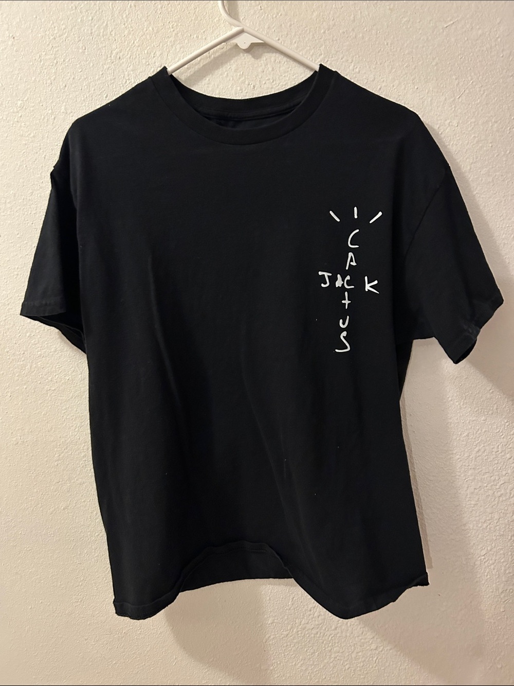 Cactus Jack by Travis Scott Black Tee with White Vertical Logo